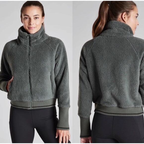 Athleta Tugga Sherpa‎ Jacket In Bali Green Size XS - Picture 1 of 7